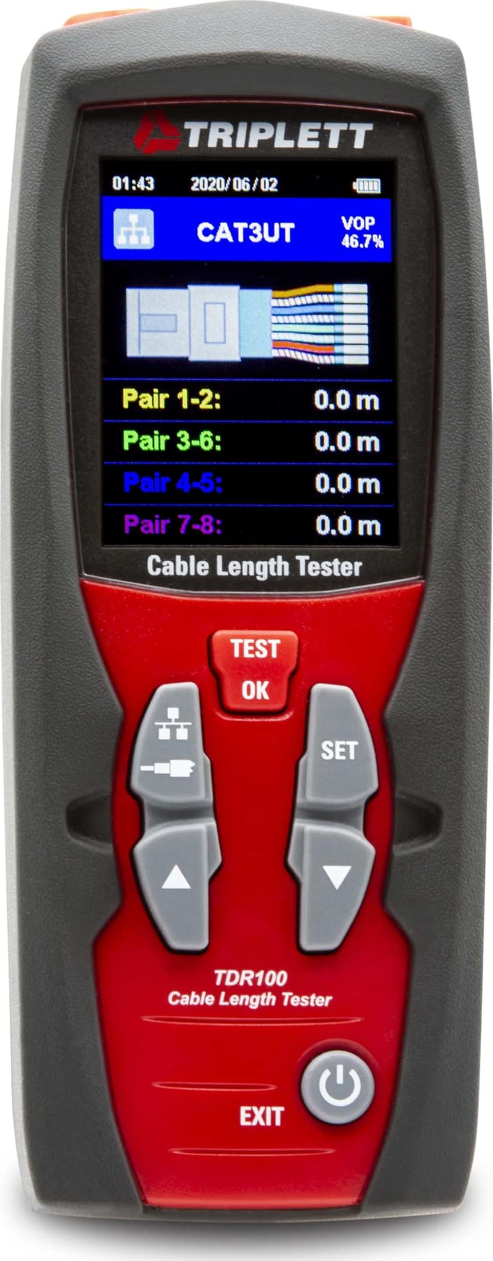 Triplett TDR100 - Precision Cable Length Tester, 20 Built In VOPs