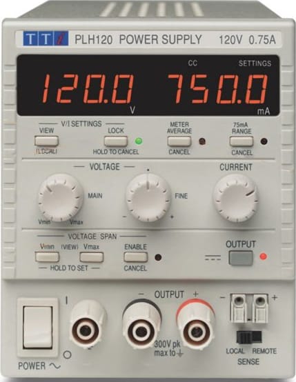 TTi PLH120 - Single 0-120V/0-0.75A Higher Voltage Linear Regulated DC Bench Power Supply