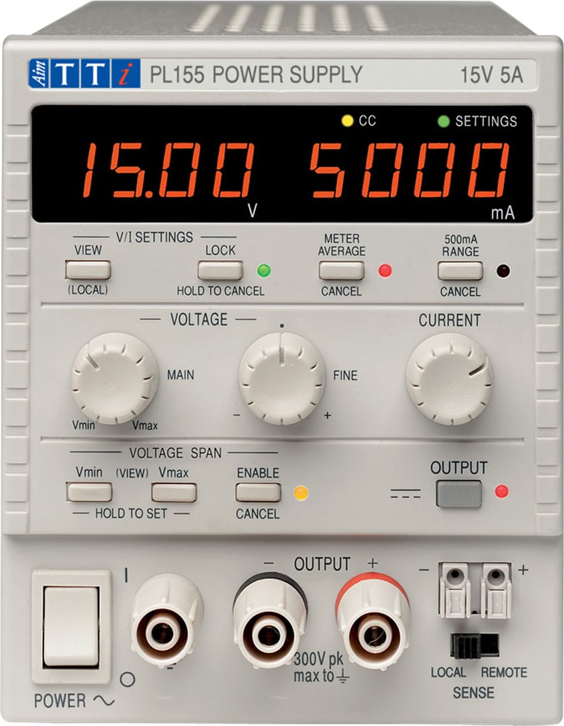 TTi PL155 - Bench/System Linear Regulated DC Power Supply with Smart Analog Controls, Single Precision DC Power Supply, 15V/5A
