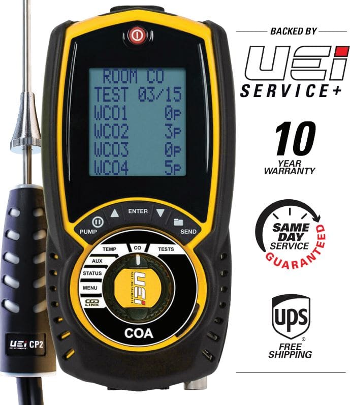 UEi COA - Carbon Monoxide Safety Analyzer with CP2 probe