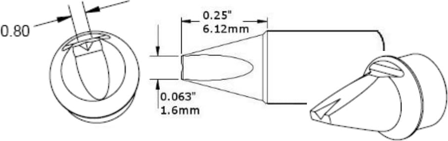 Metcal CVC-5VG0016A Cartridge, V-Groove Chisel, 1.6mm