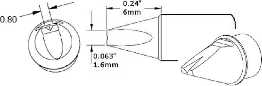 Metcal CVC-5VG0016P Cartridge, V-Groove Chisel, Power, 1.6mm