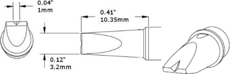 Metcal CVC-5VG0032A Cartridge, V-Groove Chisel, 3.2mm