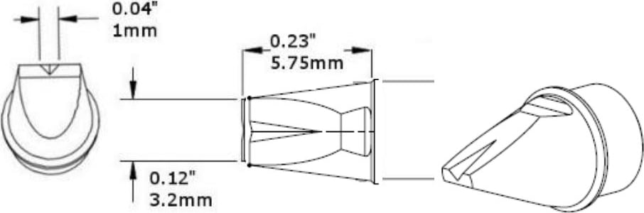 Metcal CVC-5VG0032P Cartridge, V-Groove Chisel, Power, 3.2mm