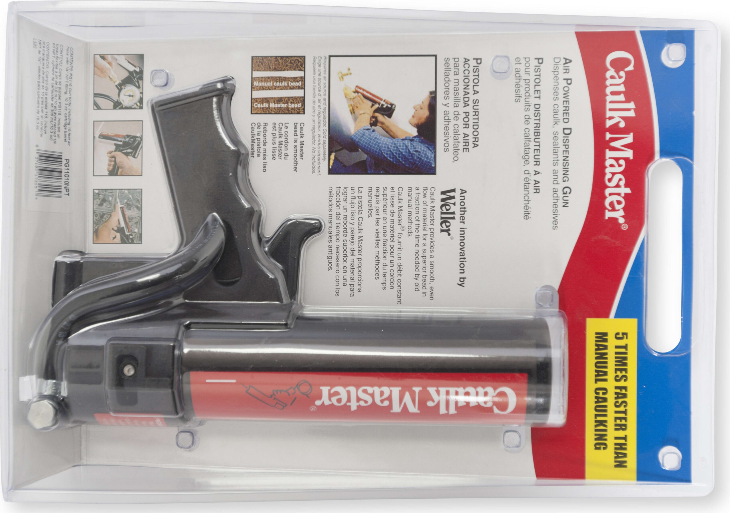 Weller PG11010NPT CAULK Gun, Pneumatic, Metal 10FT USE NPT