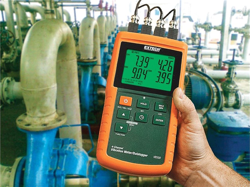 Extech VB500-NIST Vibration Meter - Velocity Resolution: 0.1, Accerlation Range: 200, Accerlation Resolution: 0.01