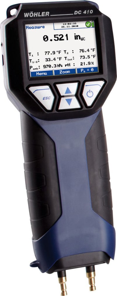 Wohler 9286A - DC410 Flow Pressure Differential and Flow Meter