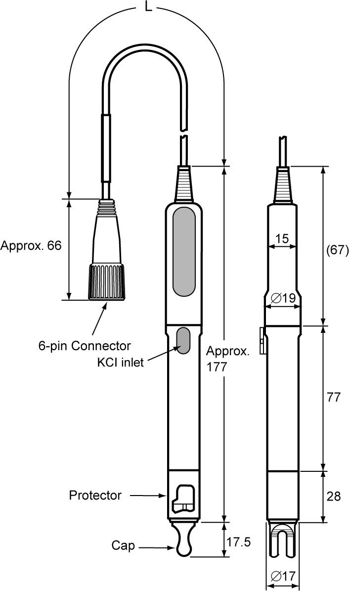 Yokogawa PH72SN-21-AA KCl Refillable pH Electrode Sensor for High Purity, 0.75m cable