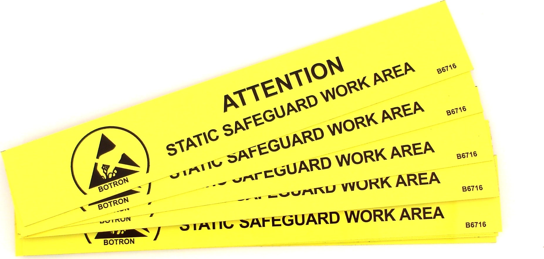 Botron B6716 - ESD Awareness Bench Sign, 1in x 6in, JEDEC Symbol