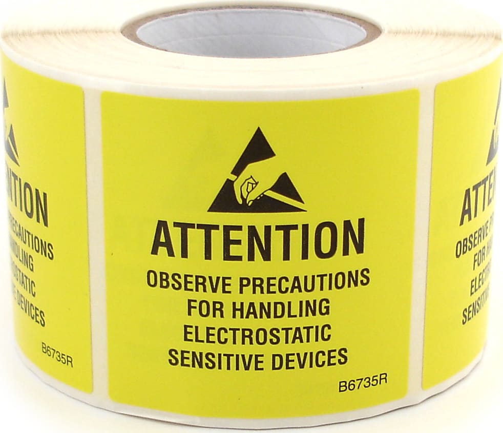 Botron B6735R - Reusable ESD Awareness Label, JEDEC Symbol, 2in x 2in