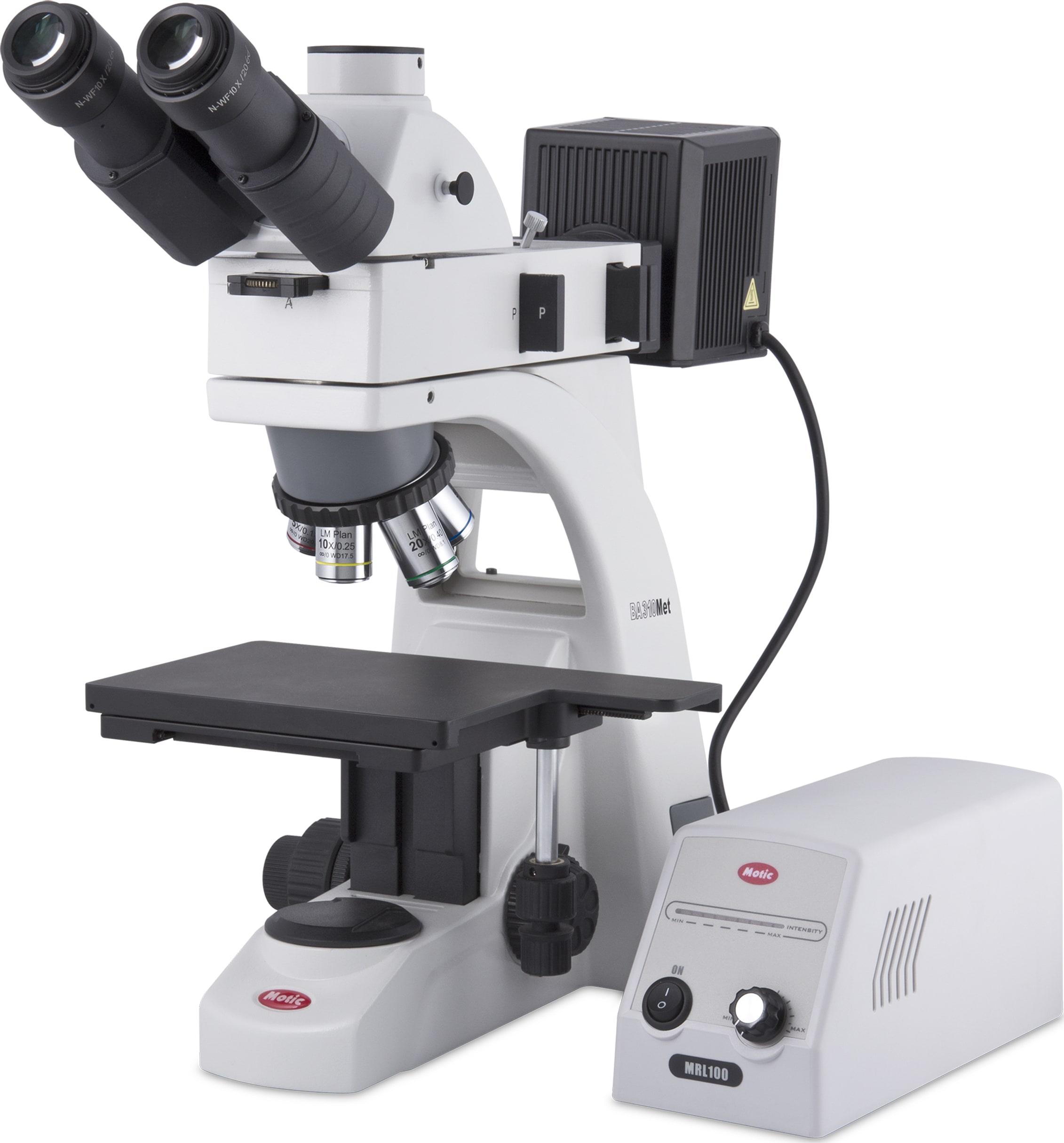 Motic BA310MET Trinoc, Erect Compound Microscopes - Type (Microscopes): Compound, Body Style: Trinocular, Illumination Type: Halogen