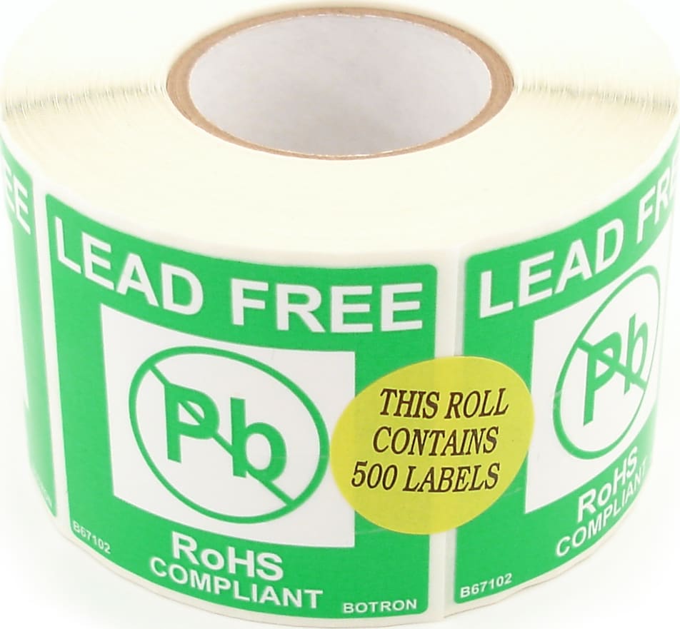 Botron B67102 - Lead Free Labels, 1 Color, 2in x 2in