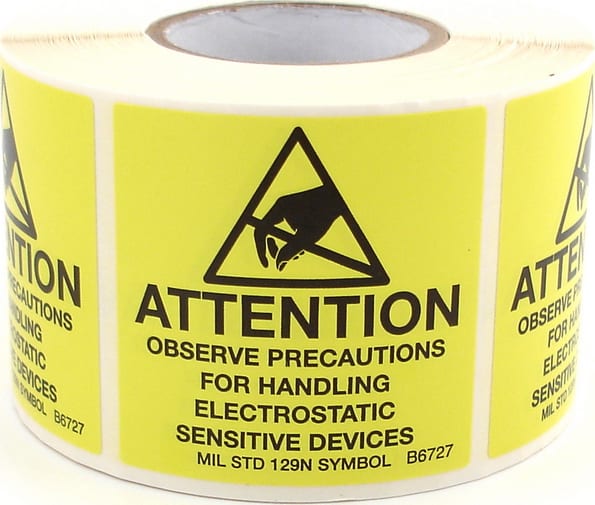 Botron B6727 - ESD Awareness Label, Mil Standard Symbol, 2in x 2in
