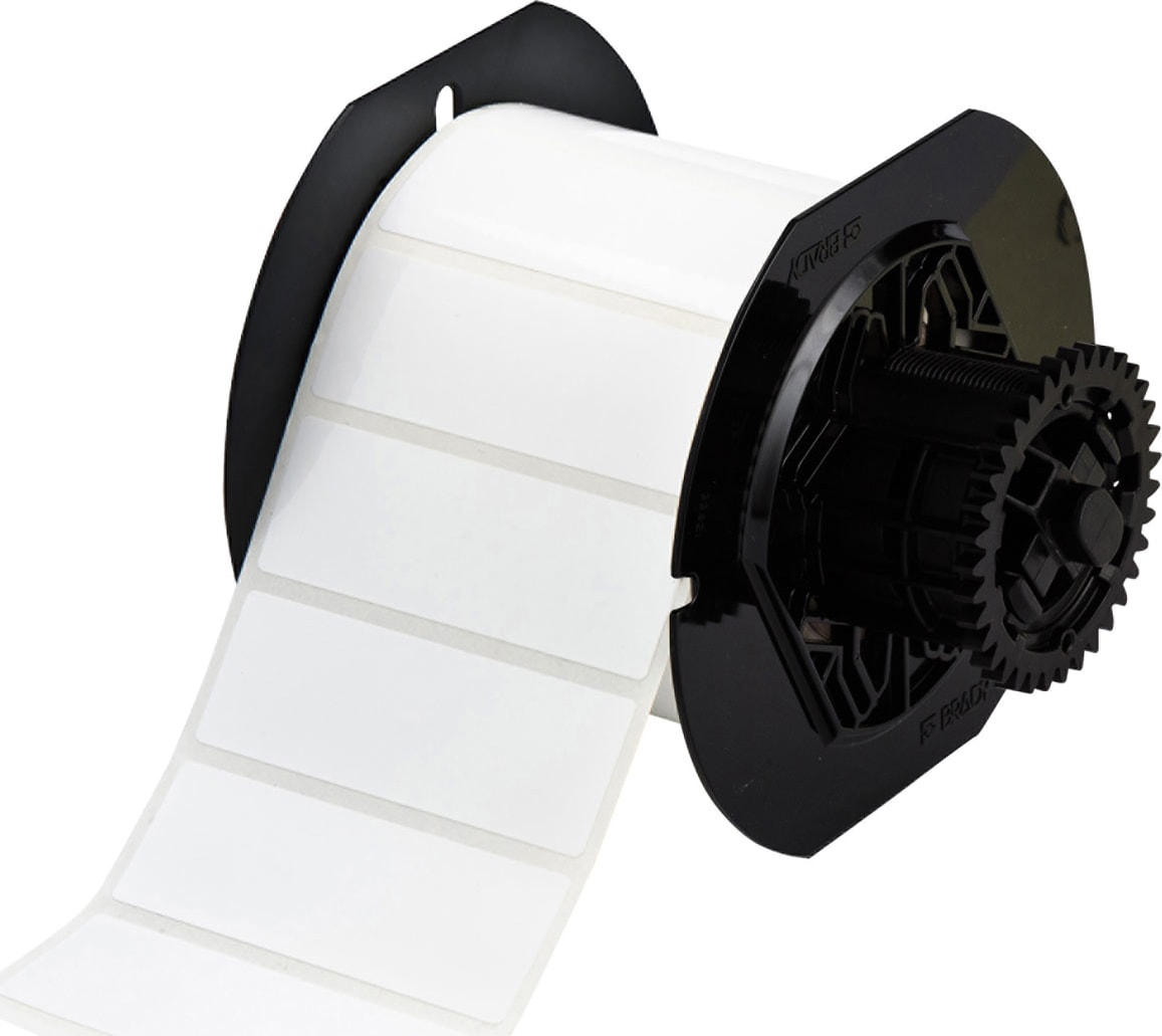 Brady B33-18-483 - B33 Series with Permanent Rubber-based Adhesive Labels, 1' H x 3' W, White, 1500/Roll