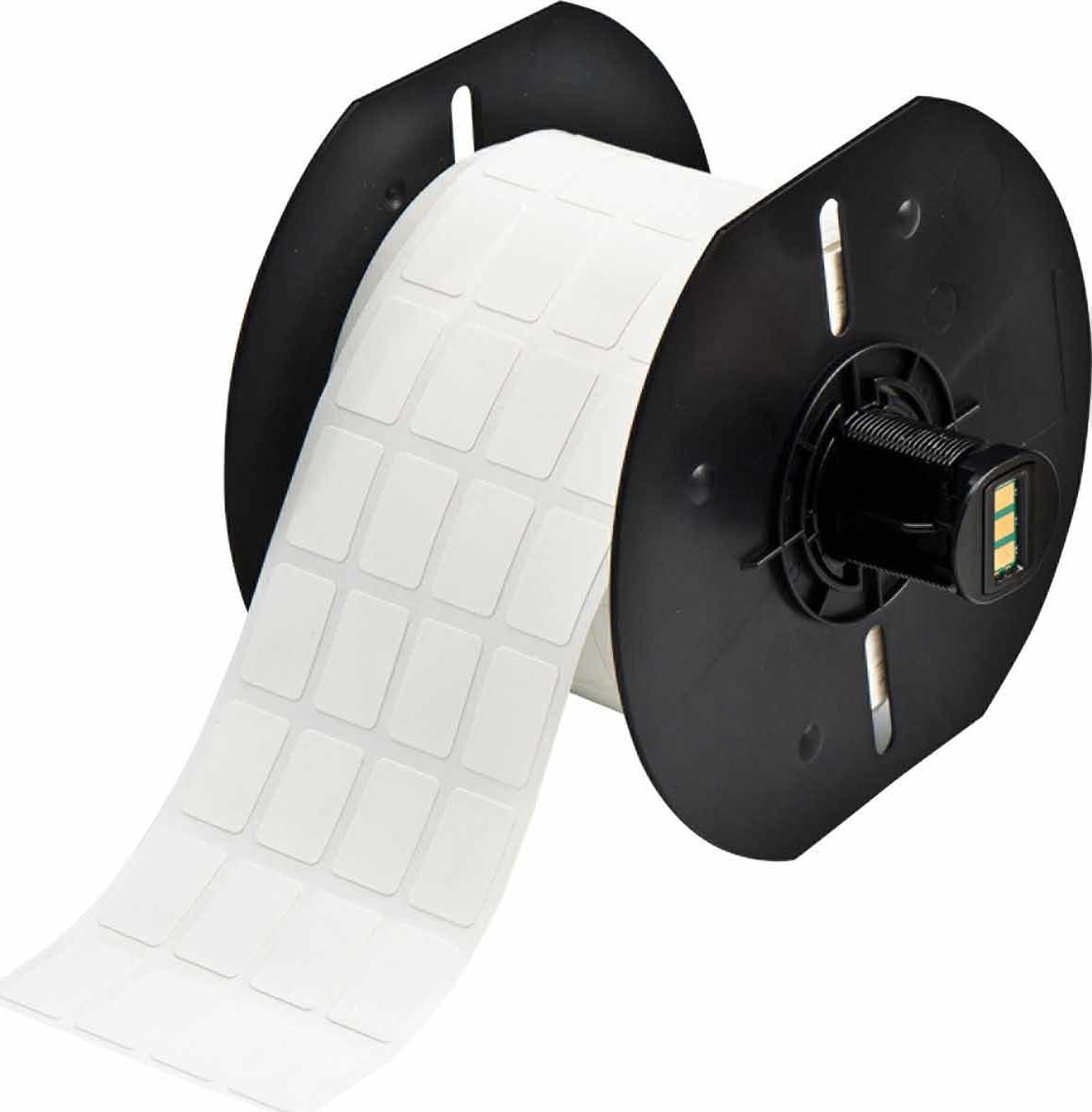 Brady B33-68-498 - Vinyl Cloth with Repositionable Labels, 0.75' H x 0.5' W, White, 5000/RL