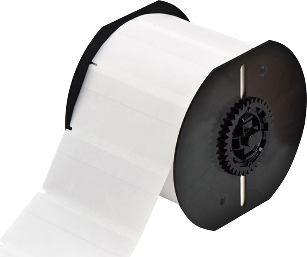 Brady B33-74-427 - Self-Laminating Vinyl Wrap Around Labels for B33 Printers, 1.437' x 0.8', White
