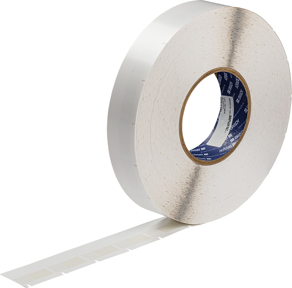 Brady BA62-14-417 - Self-Laminating Aggressive Adhesive Vinyl Wrap Around Labels, Bulk for A6200, 1.25' x 0.5', Roll of 4000 Labels