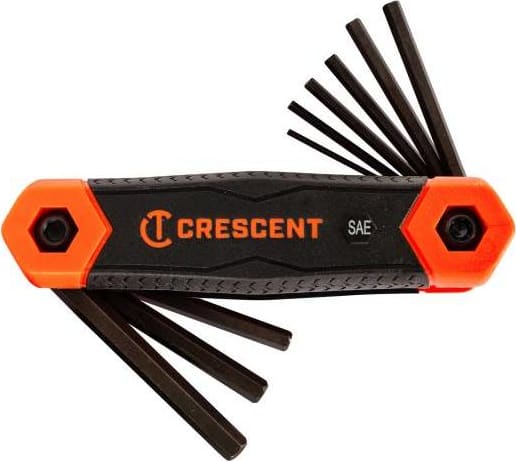 Crescent CHKFSAE9 - Folding Hex Dual Material Key Set, SAE, 9/Pcs