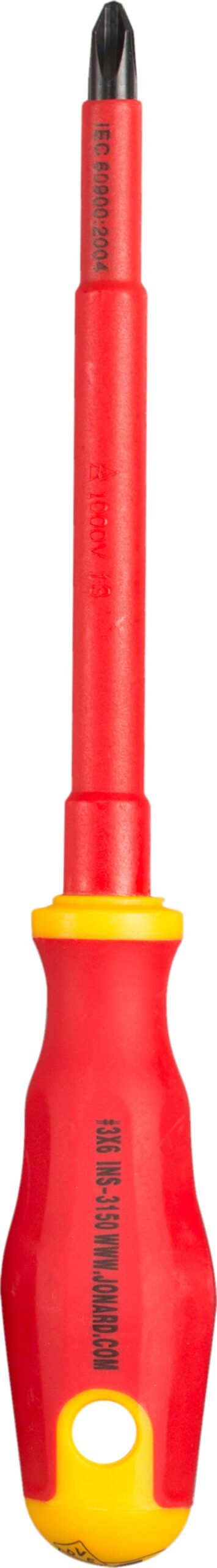 Jonard INS-3150 - Insulated Screwdriver, #3 x 6', Phillips, PH3, 10,000 VAC, Vanadium Steel