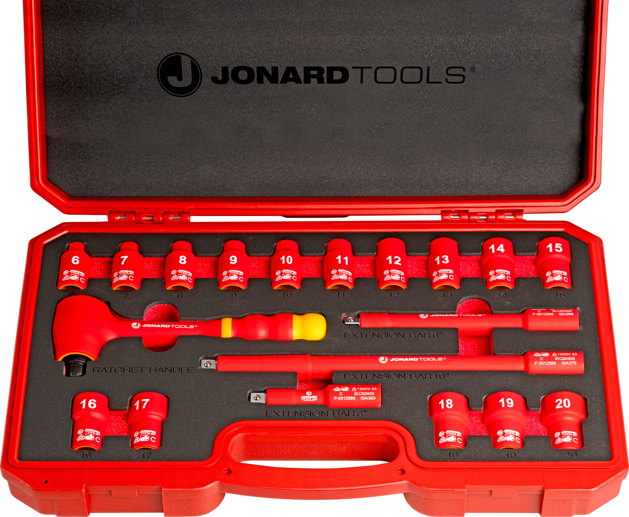 Jonard INSS-19M - Socket Set, 16' x 10' x 3', Metric, Fully Insulated, 1000V, Vanadium Steel, 19/Pcs