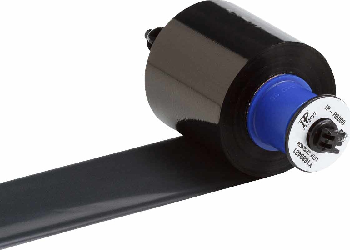 Brady IP-R6300 Printer Ribbon, Halogen Free, 2.36' W x 984 ft L, Black IP Enabled, R6300 Series