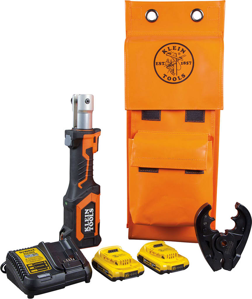 Klein Tools BAT207T23 Battery-Operated 7-Ton Cable Crimper Kit