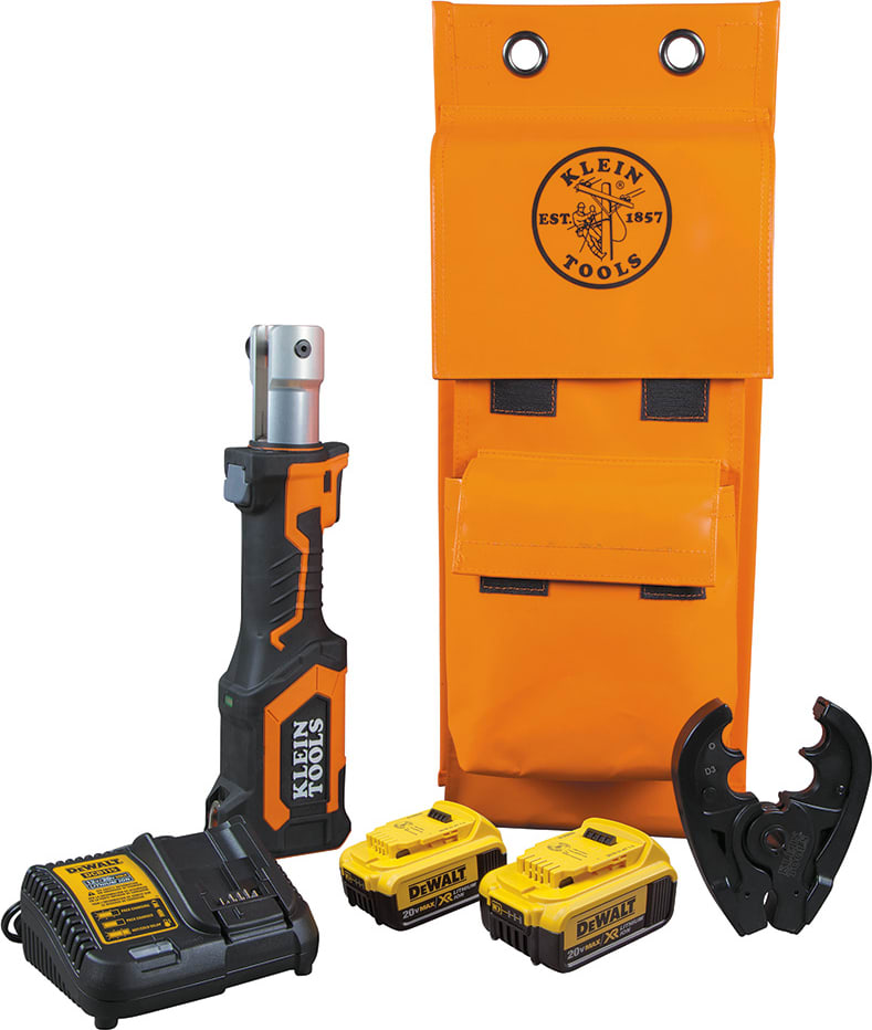 Klein Tools BAT207T234H Battery-Operated Crimper, O+ Die Head, 4 Ah