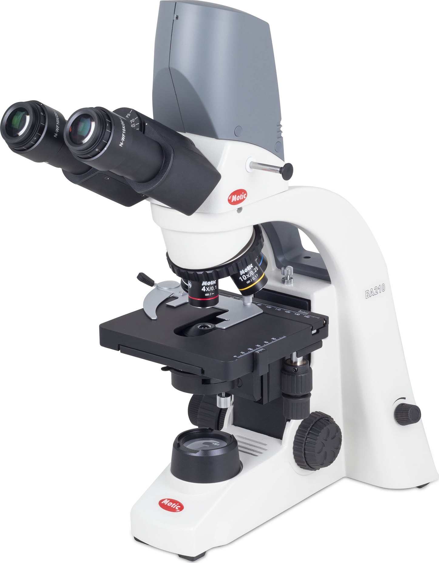 Motic BA210 DIGITAL HAL - Basic Biological Binocular Microscope, 6V30W Halogen, 90-240V~, 38W, 50-60Hz, 250V T2.5A Fuse