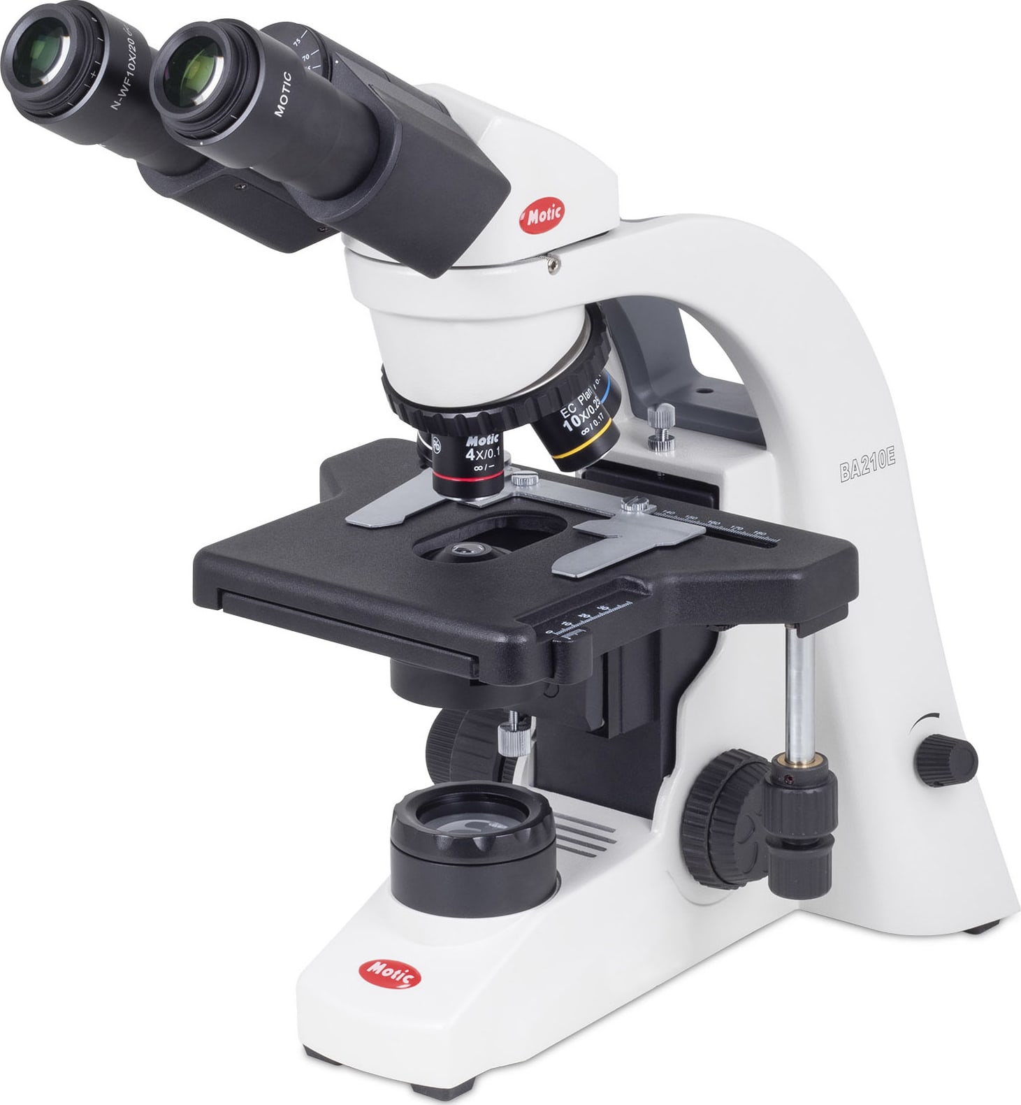Motic BA210E - Elite Binocular Biological Microscope, 3.4V ~ 3W LED, 90-240V~, 80VA, 50-60Hz, 250V T2.5A Fuse