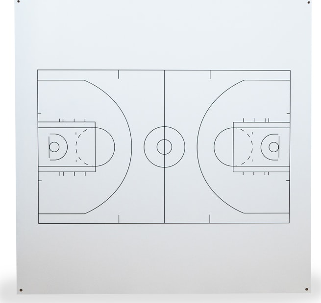 Panls Basketball4x4 - 4ft x4ft Magnetic CeramicSteel Whiteboard with Basketball Field Diagram and Standoff Mounting System