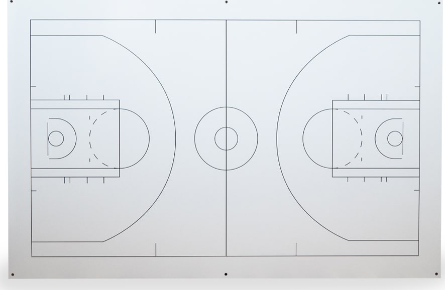 Panls Basketball4x6 - 4ft x 6ft Magnetic CeramicSteel Whiteboard w/ Basketball Field Diagram & Standoff Mounting System