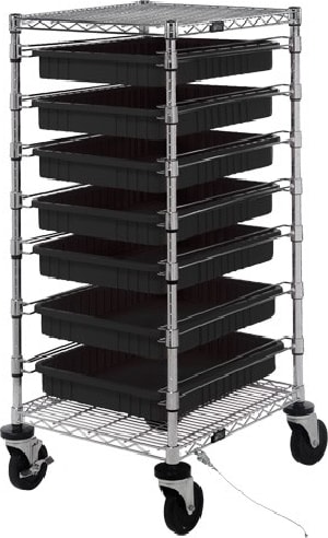 Quantum Storage Systems BC212439M2CO - ESD-Safe Mobile Tote Cart w/7 Conductive Totes, Cart Size: 21'W x 24'L x 45'H